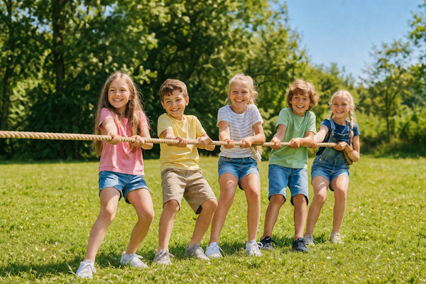 Kinder beim Tauziehen 