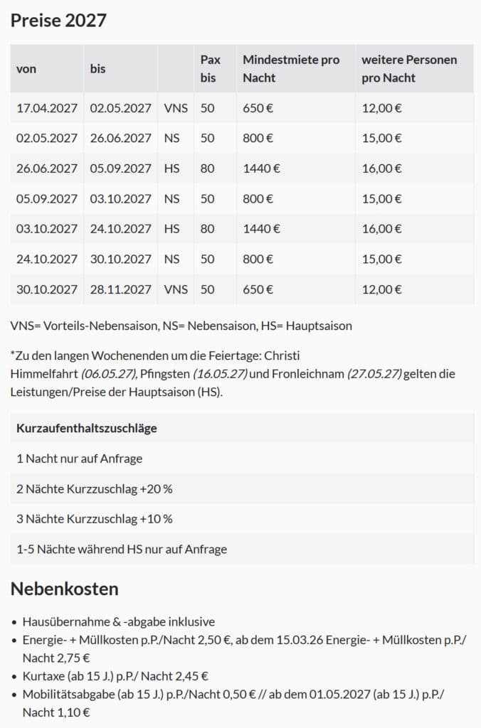 Preise Saalbach 2027