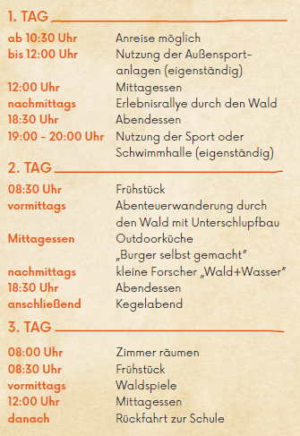 Beispielprogramm der Wildnistage Klassenfahrt auf dem Rabenberg