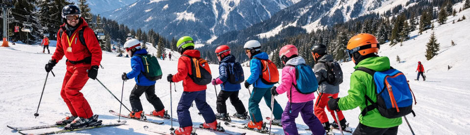 Schülergruppe auf Ski Klassenfahrt in Deutschland